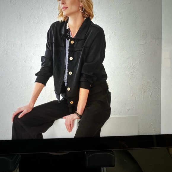 Women's Black Frayed Jacket by Charlie Paige - Picture 2 of 2